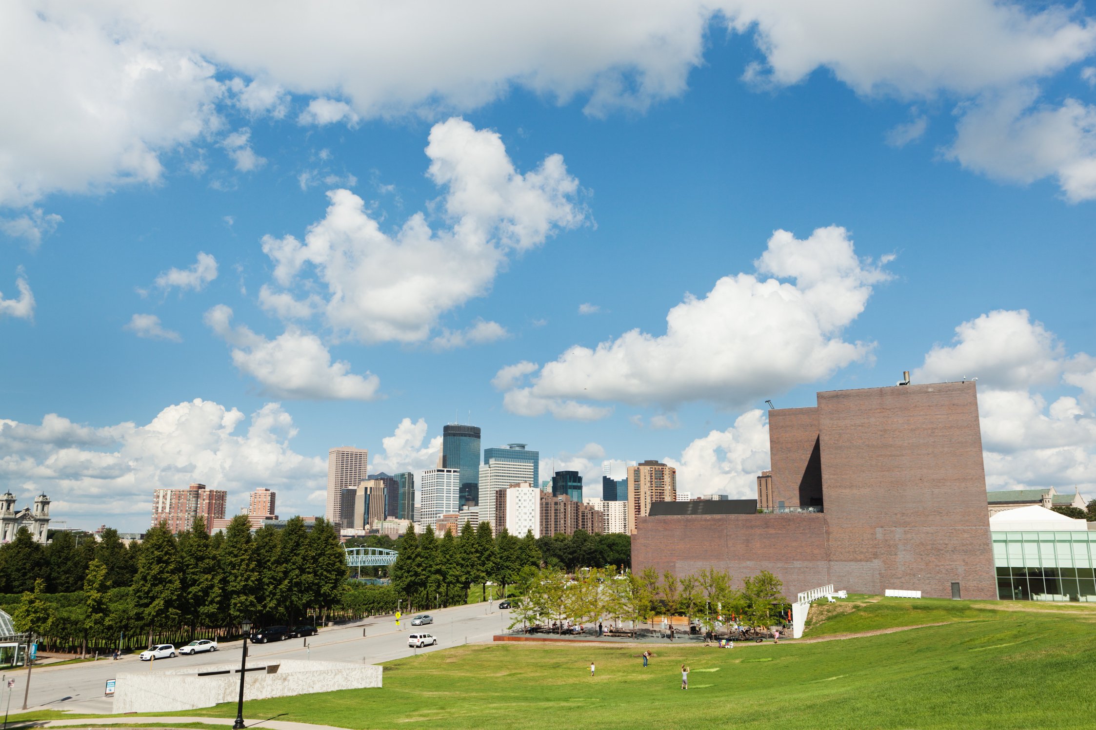 Minneapolis Downtown Skyline with Walker Art Center in Foreground